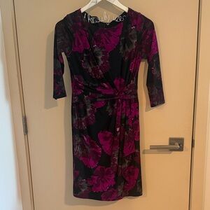 💜5 for $25 Jones New York Black and Purple Floral Dress